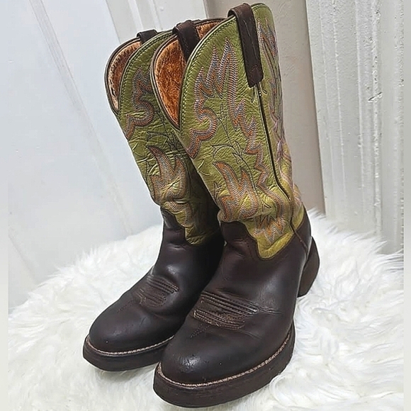 Smoky Mountain Brown/Green Hopalong Western Cowboy Boot 6.5B 🌴 - Picture 1 of 13